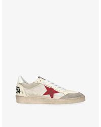 Golden Goose - Ball Star Leather And Woven Low-Top Trainers - Lyst