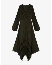 The Kooples - Pleated V-Neck Woven Maxi Dress - Lyst