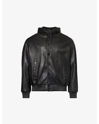 Emporio Armani - Hooded Regular-fit Leather Jacket - Lyst