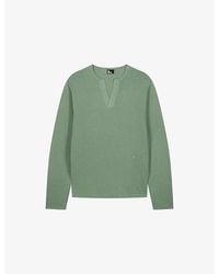 The Kooples - Brand-Embroidered Tunisian-Collar Cotton-Knit Sweatshirt - Lyst