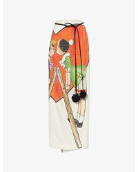 Bottega Veneta - Graphic-pattern Silk-blend Maxi Skirt - Lyst