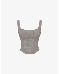 House Of Cb - Selma Checked Stretch-Woven Top - Lyst