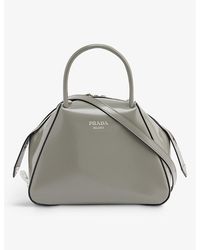 Panier leather handbag Prada Grey in Leather - 28731358