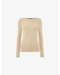 Whistles - Boat-Neck Stretch-Knit Top - Lyst