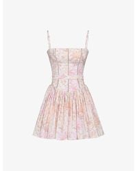 House Of Cb - Ysabella Floral-Print Stretch-Cotton Mini Dress Xs (A-C Cup) - Lyst