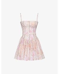 House Of Cb - Ysabella Floral-Print Stretch-Cotton Mini Dress Xs (A-C Cup) - Lyst