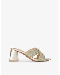 KG by Kurt Geiger - Pose Crystal And Pearl-Embellished Woven Heeled Mules - Lyst