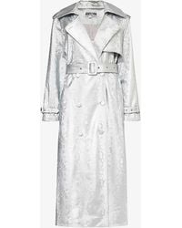 Amy Lynn - Snake-effect Faux-leather Trench Coat - Lyst