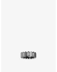 Apm Monaco - Up And Down Ruthenium Plated Alloy And Cubic Zirconia Ring - Lyst