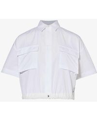 Sacai - Cropped Drawstring-hem Cotton Poplin Shirt - Lyst