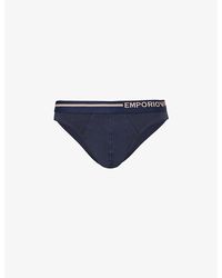 Emporio Armani - Branded-waistband Stretch-cotton Brief - Lyst