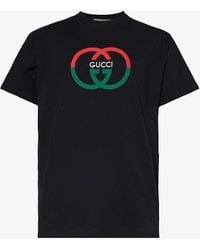Gucci - Interlocking G-print Crewneck Cotton-jersey T-shirt X - Lyst