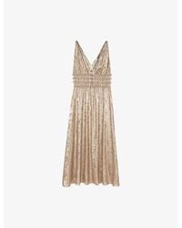 Maje - V-Neck Sleeveless Metallic Maxi Dress - Lyst
