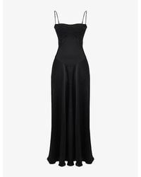 House Of Cb - Anabella Fitted-Bodice Lace-Up Satin Maxi Dress - Lyst