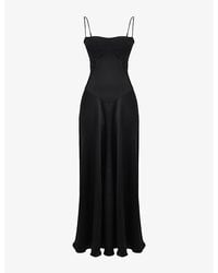 House Of Cb - Anabella Fitted-Bodice Lace-Up Satin Maxi Dress - Lyst