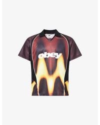 Obey - Logo-Print Blurred Stretch-Jersey Football Top - Lyst