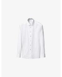 Eton - Floral-Trim Slim-Fit Cotton-Twill Shirt - Lyst