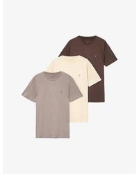 AllSaints - Brace Logo-Embroidered Pack Of Three Cotton-Jersey T-Shirts - Lyst