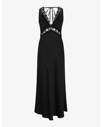 OMNES - Aurelia V-Neck Lace-Embroidered Recycled-Polyester Maxi Dress - Lyst