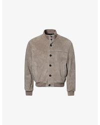 FRAME - Ribbed-Collar Regular-Fit Suede Jacket - Lyst