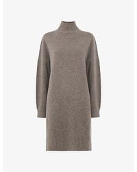 Whistles - Funnel Neck Wool-Knit Mini Dress - Lyst