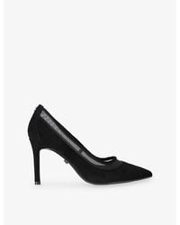Carvela Kurt Geiger - Positano Mesh-Panel Suede Heeled Courts - Lyst