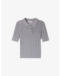 Sandro - Polo-Neck Pointelle-Knit Wool Jumper - Lyst