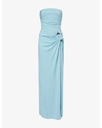 Jonathan Simkhai - Emma Gathered Bustier Jersey Maxi Gown - Lyst