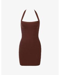 House Of Cb - The Silhouette Halterneck Woven Mini Dress Xs (A-C Cup) - Lyst