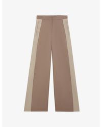 BOSS - Contrast-Stripe Wide-Leg Virgin-Wool Trousers - Lyst