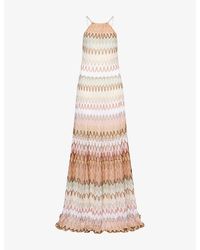 Missoni - Chevron Sleeveless Metallic-Knit Maxi Dress - Lyst