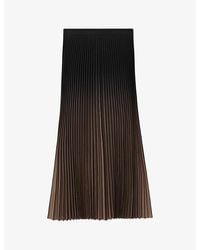 Reiss - Taupe Marlie Ombre-Print Pleated Woven Midi Skirt - Lyst