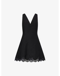 Valentino - Lace-Trim Wool And Silk Blend Mini Dress - Lyst