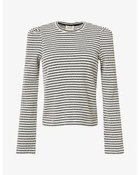 ME+EM - Textured Striped Cotton-Blend Top - Lyst