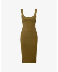 House Of Cb - The Sculpt Halter-Neck Bandage Stretch-Woven Midi Dress Xs (A-C Cup) - Lyst