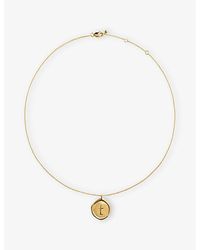 Monica Vinader - Initial T Stamp 18Ct Vermeil Necklace - Lyst