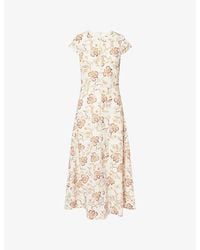 ME+EM - Fit + Flare Crease-Less Linen Midi Dress - Lyst