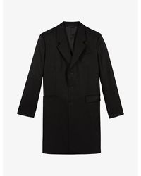 The Kooples - Single-Breasted Longline Brushed Wool Coat - Lyst