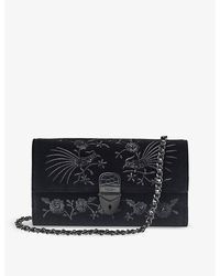 Aspinal of London - Mayfair Flower-embroidered Leather Clutch Bag - Lyst