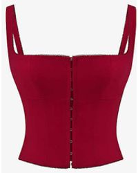 House Of Cb - Pia Square-neck Stretch Cotton-blend Corset Top - Lyst