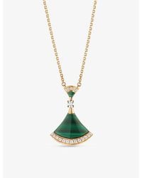 BVLGARI - Divina 18k Yellow Gold, Malachite & Diamond Pendant Necklace - Lyst