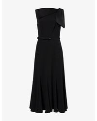 Roland Mouret - Asymmetric-Bow Belted Crepe Midi Dress - Lyst