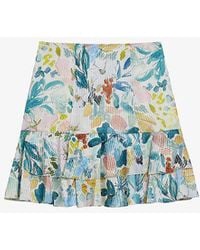 Ted Baker - Pragsea Floral-print Tiered Woven Mini Skirt - Lyst