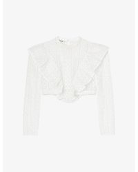Sandro - Broderie-anglaise Cropped Woven Top - Lyst