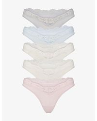 Skims - Fits Everybody Dipped Lace-Trim Jersey Thongs Pack Of Five - Lyst
