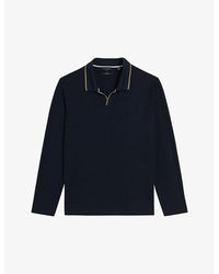 Ted Baker - Maste Open-collar Knitted Polo Shirt - Lyst