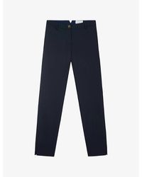 The White Company - Vy Slim-leg High-rise Stretch Organic-cotton Trousers - Lyst