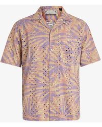 AllSaints - Yukka Graphic-print Relaxed-fit Embroidered Cotton-blend Shirt X - Lyst