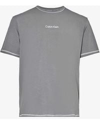 Calvin Klein - Crewneck Ribbed-trim Recycled Cotton-blend T-shirt X - Lyst