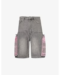 Who Decides War - Motif-embroidered Brand-patch Denim Shorts - Lyst